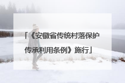 《安徽省传统村落保护传承利用条例》施行