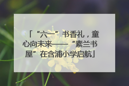 “六一”书香礼，童心向未来——“素兰书屋”在含浦小学启航