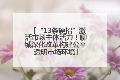 “13条硬招”激活市场主体活力！聊城深化改革构建公平透明市场环境