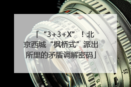 “3+3+X”！北京西城“枫桥式”派出所里的矛盾调解密码