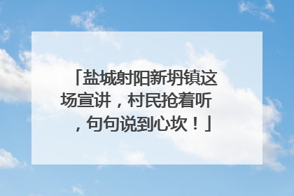 盐城射阳新坍镇这场宣讲，村民抢着听，句句说到心坎！