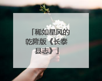稀如星风的乾隆版《长泰县志》