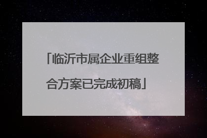 临沂市属企业重组整合方案已完成初稿