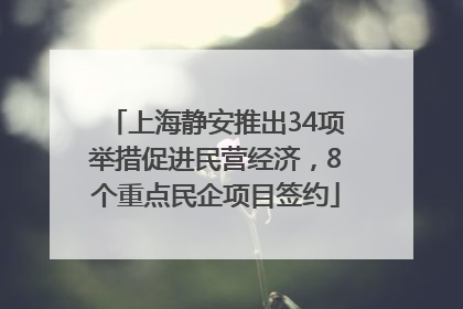 上海静安推出34项举措促进民营经济，8个重点民企项目签约