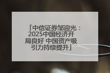 中信证券邹迎光：2025中国经济开局良好 中国资产吸引力持续提升