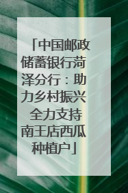 中国邮政储蓄银行菏泽分行：助力乡村振兴 全力支持南王店西瓜种植户
