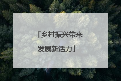 乡村振兴带来发展新活力