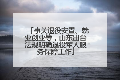 事关退役安置、就业创业等，山东出台法规明确退役军人服务保障工作