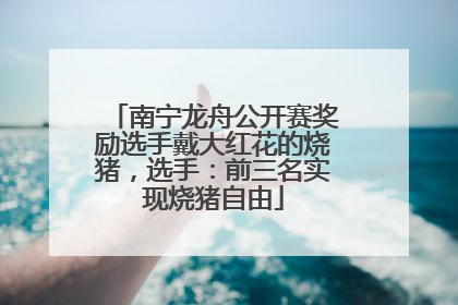 南宁龙舟公开赛奖励选手戴大红花的烧猪，选手：前三名实现烧猪自由