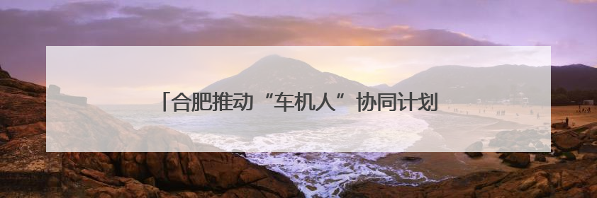 合肥推动“车机人”协同计划 打造聚合型智能产业集群