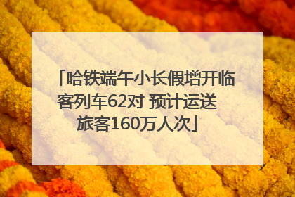 哈铁端午小长假增开临客列车62对 预计运送旅客160万人次