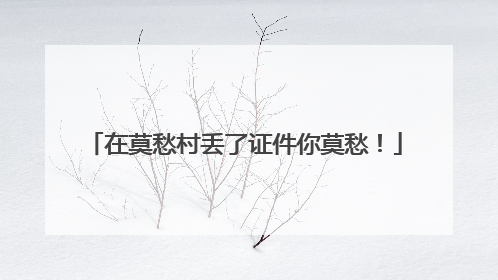在莫愁村丢了证件你莫愁！