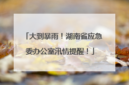 大到暴雨！湖南省应急委办公室汛情提醒！