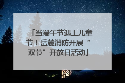 当端午节遇上儿童节！岳麓消防开展“双节”开放日活动