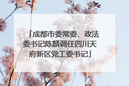 成都市委常委、政法委书记陈麟调任四川天府新区党工委书记