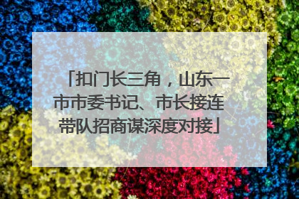 扣门长三角，山东一市市委书记、市长接连带队招商谋深度对接