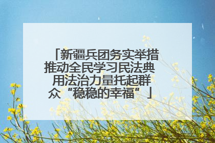 新疆兵团务实举措推动全民学习民法典 用法治力量托起群众“稳稳的幸福”
