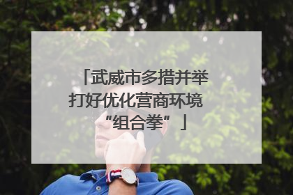 武威市多措并举打好优化营商环境“组合拳”