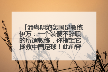 潘粤明炮轰国足教练伊万：一个装傻不辞职的所谓教练，你指望它拯救中国足球！此前曾多次发文评价国足