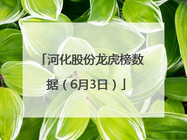河化股份龙虎榜数据（6月3日）