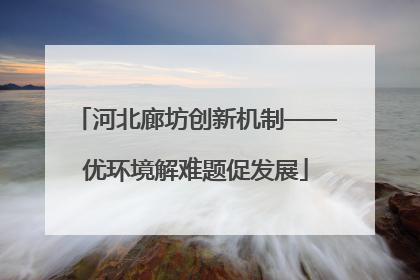 河北廊坊创新机制——优环境解难题促发展