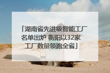 湖南省先进级智能工厂名单出炉 衡阳以32家工厂数量领跑全省