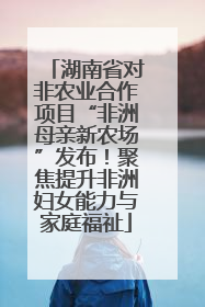 湖南省对非农业合作项目“非洲母亲新农场”发布！聚焦提升非洲妇女能力与家庭福祉