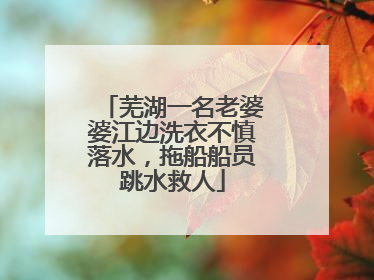 芜湖一名老婆婆江边洗衣不慎落水，拖船船员跳水救人