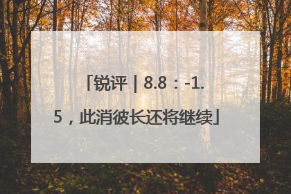 锐评｜8.8：-1.5，此消彼长还将继续