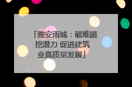 雅安雨城：破难题 挖潜力 促进建筑业高质量发展