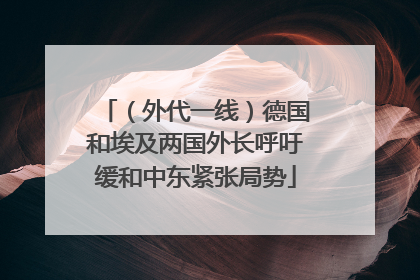 （外代一线）德国和埃及两国外长呼吁缓和中东紧张局势