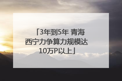 3年到5年 青海西宁力争算力规模达10万P以上